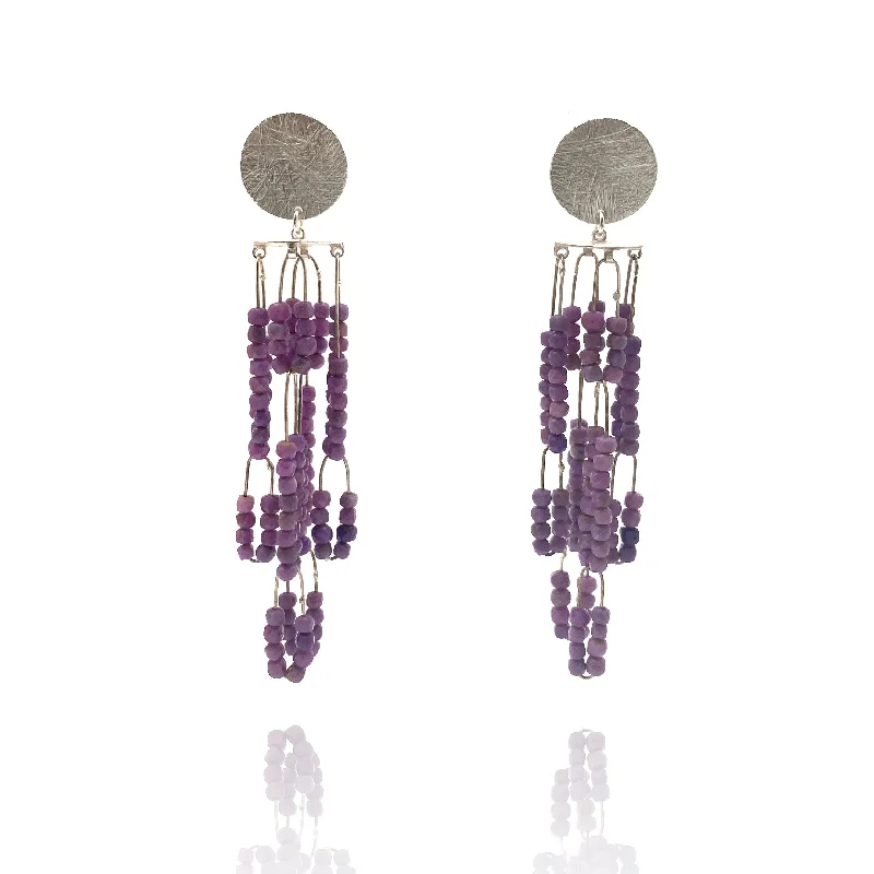 Drop Earrings with Enamel Coating -Cascading Phosphosiderite Earrings