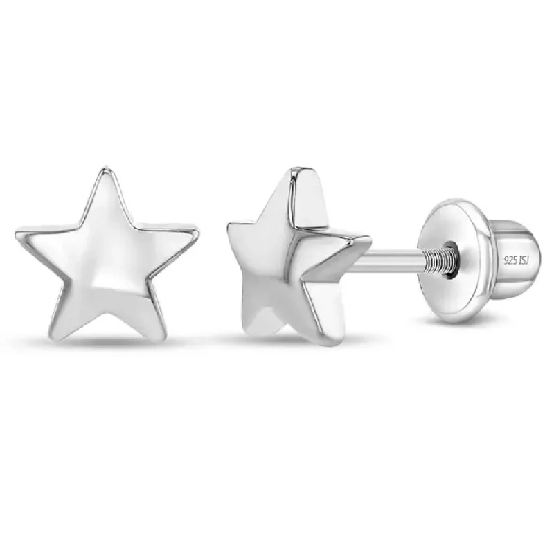 Contemporary Drop Earrings for Fashion -Children's Classic Star Sterling Silver Stud Earrings