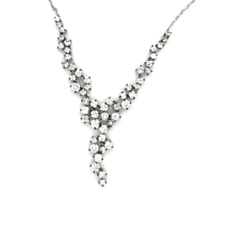 Best necklaces and pendants with floral designs for a feminine and elegant feel-14kt White Gold Abstract Flower Diamond Necklace