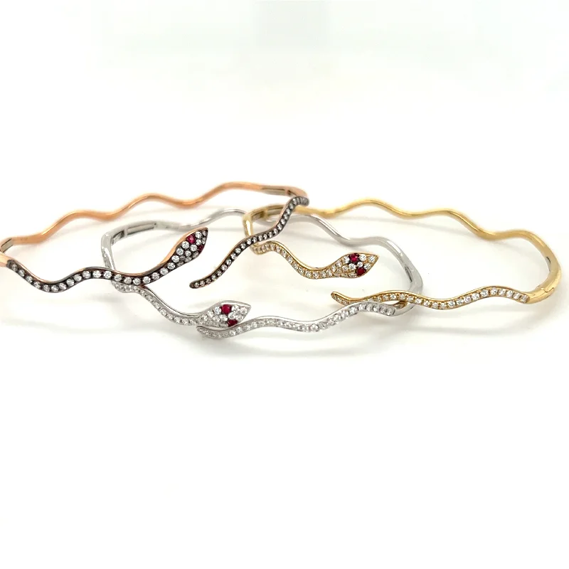 Necklaces and pendants with lock and key designs for a symbolic gesture-Diamond + Ruby Snake Cuff