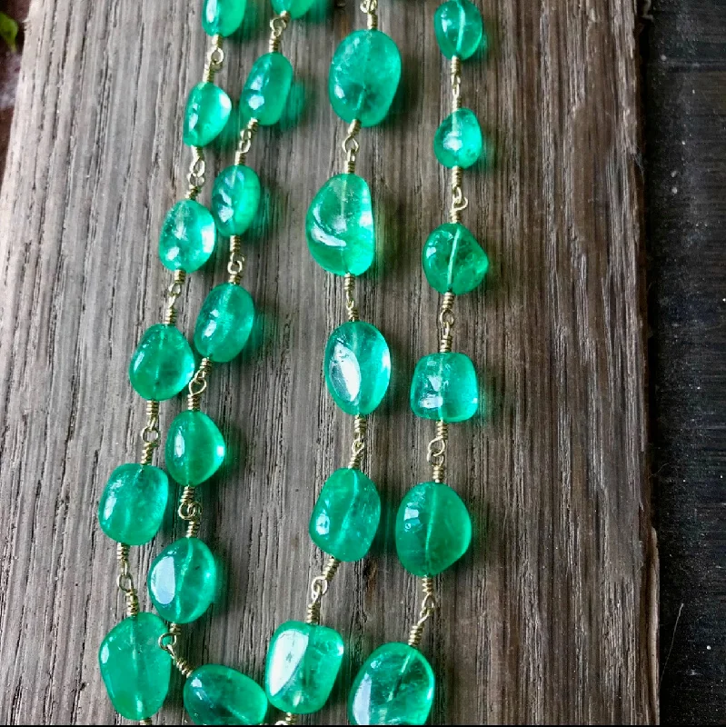 Simple necklaces and pendants with tiny charms for a delicate and casual vibe-One-of-a-Kind Colombian Emerald Pebble Necklace