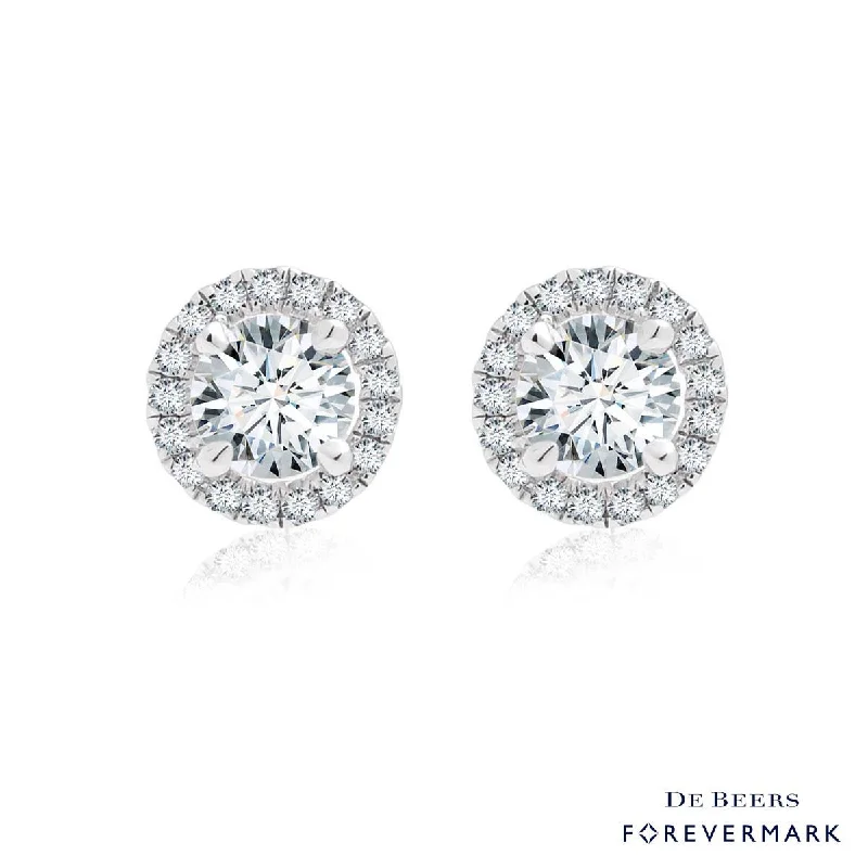 Geometric Drop Earrings for Trend -Forevermark Center of My Universe Diamond Halo Earrings in 18kt White Go ld (5/8ct tw)