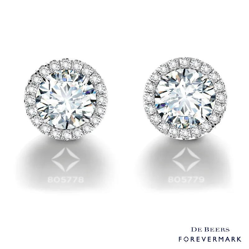 Drop Earrings with Matte Finish -Center of My Universe Diamond Halo Earrings in 18kt White Gold (1/2ct tw)