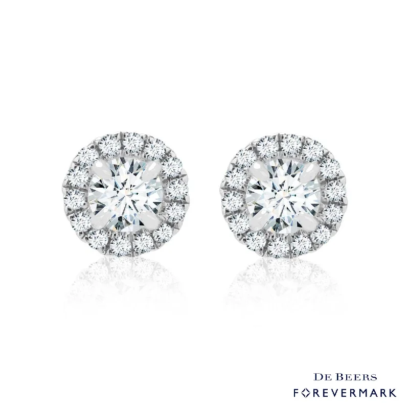 Gemstone and Diamond Drop Earrings for Opulence -Forevermark Center of My Universe Diamond Halo Earrings in 18kt White Gold (1/2ct tw)