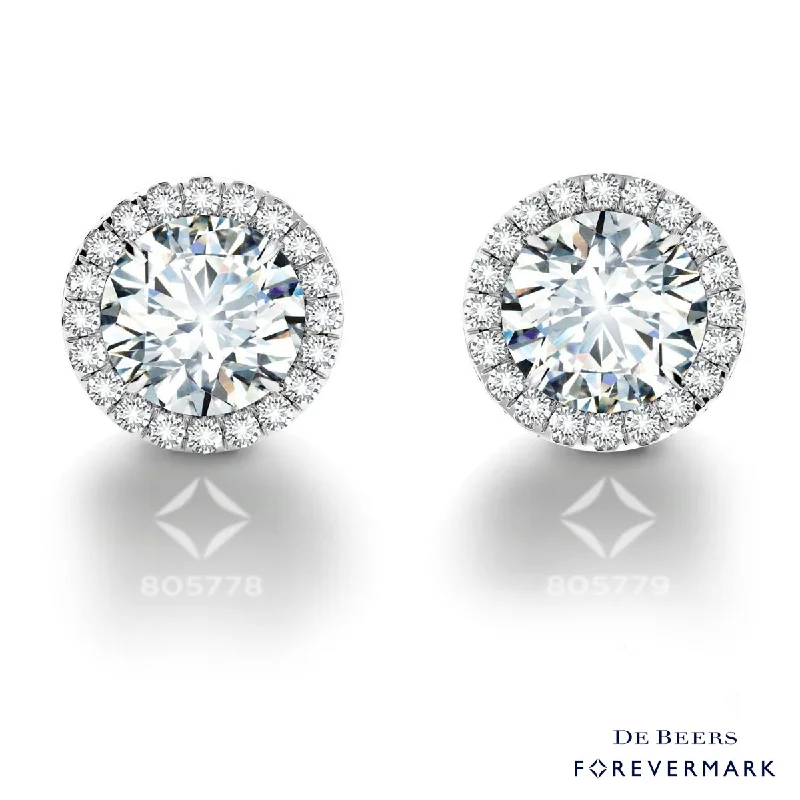 Rhinestone Drop Earrings for Sparkle -Forevermark Center of My Universe Diamond Halo Earrings in 18kt White Gold (1/2ct tw)