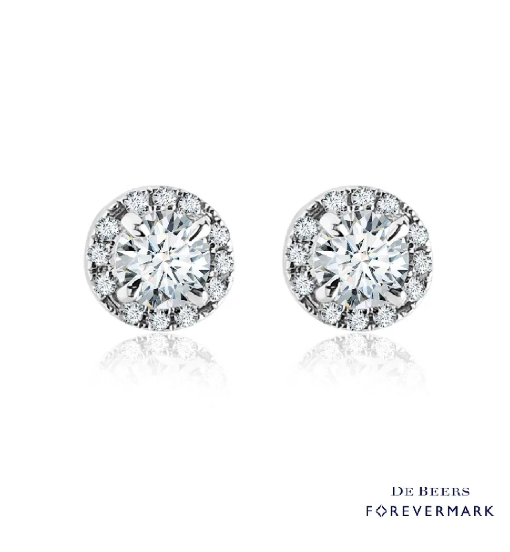 Oval Drop Earrings for Grace -Forevermark Center of My Universe Diamond Halo Earrings in 18kt White Gold (1/2ct tw)