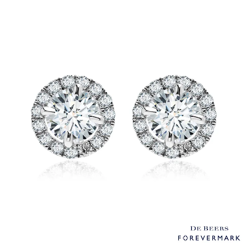 Bohemian Drop Earrings with Tassels -Forevermark Center of My Universe Diamond Halo Earrings in 18kt White Gold (1ct tw)