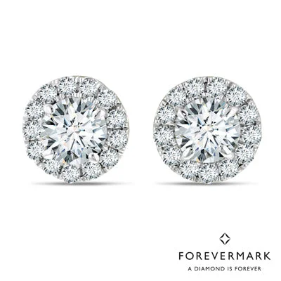 Crystal Drop Earrings for Sparkle -Forevermark Center of My Universe Diamond Halo Earrings in 18kt White Gold (3/4ct tw)