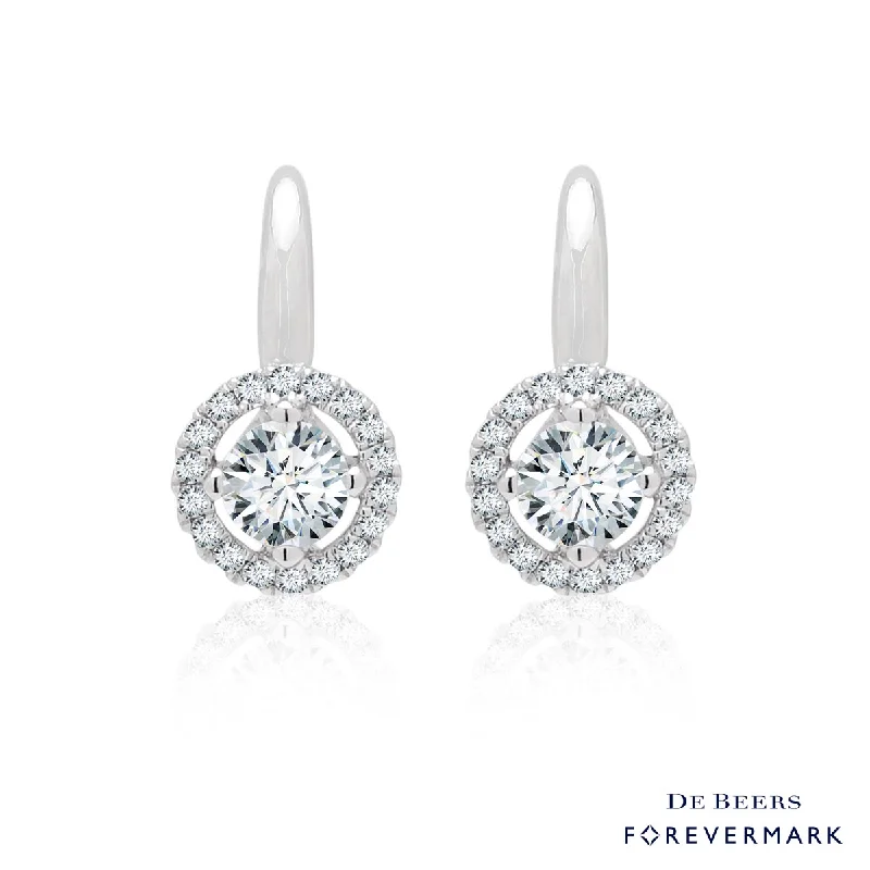 Screw Back Drop Earrings for Security -Forevermark Center of My Universe Diamond Halo Earrings in 18kt White Gold (3/4ct tw)