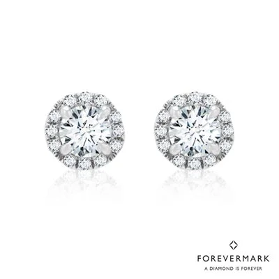 Small Drop Earrings for Delicate -Forevermark Center of My Universe Diamond Halo Earrings in 18kt White Gold (3/8ct tw)