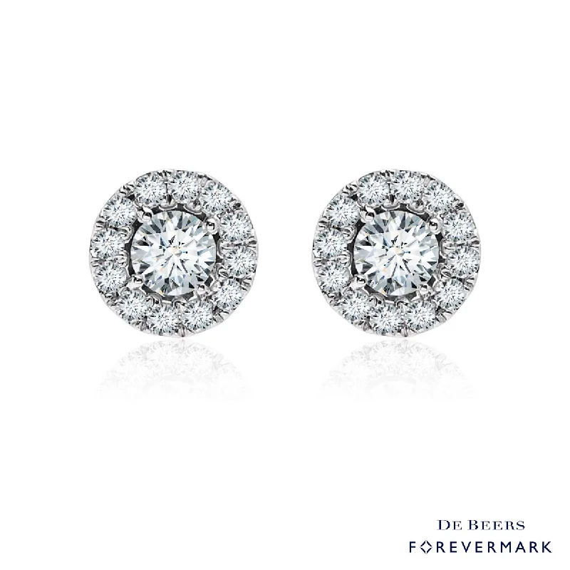 Floral Drop Earrings with Petals -Forevermark Center of My Universe  Diamond Halo Earrings in 18kt White Gold (5/8ct tw)