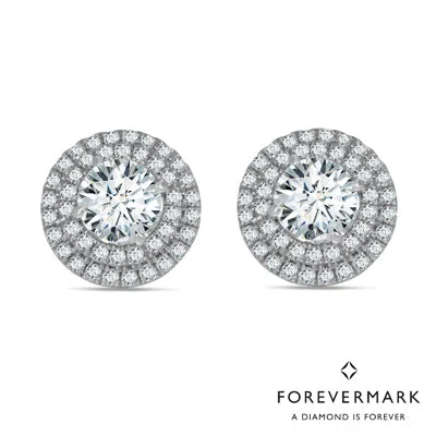 Heart Shaped Drop Earrings for Love -Forevermark Center of My Universe Diamond Halo Earrings in 18kt White Gold (7/8ct tw)