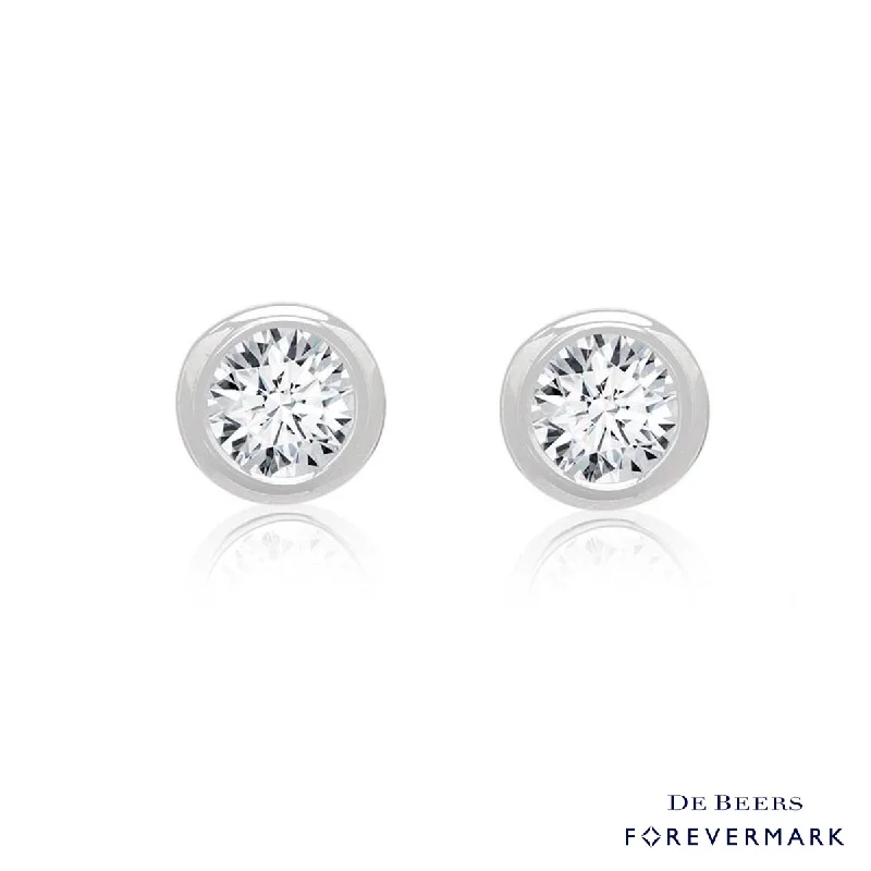 Pearl Drop Earrings for Elegance -Forevermark Diamond Bezel Earrings in 18kt White Gold (1/4ct tw)