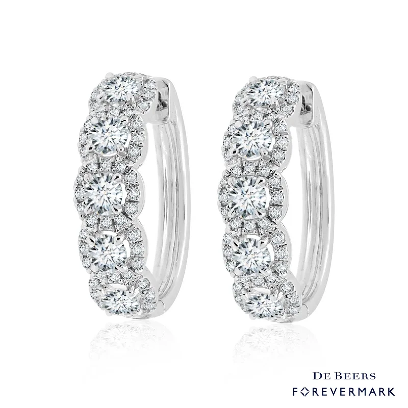 Indian Drop Earrings with Intricacy -Forevermark Diamond Center of My Universe Hoop Earrings in 18kt White Gold (1 7/8ct tw)