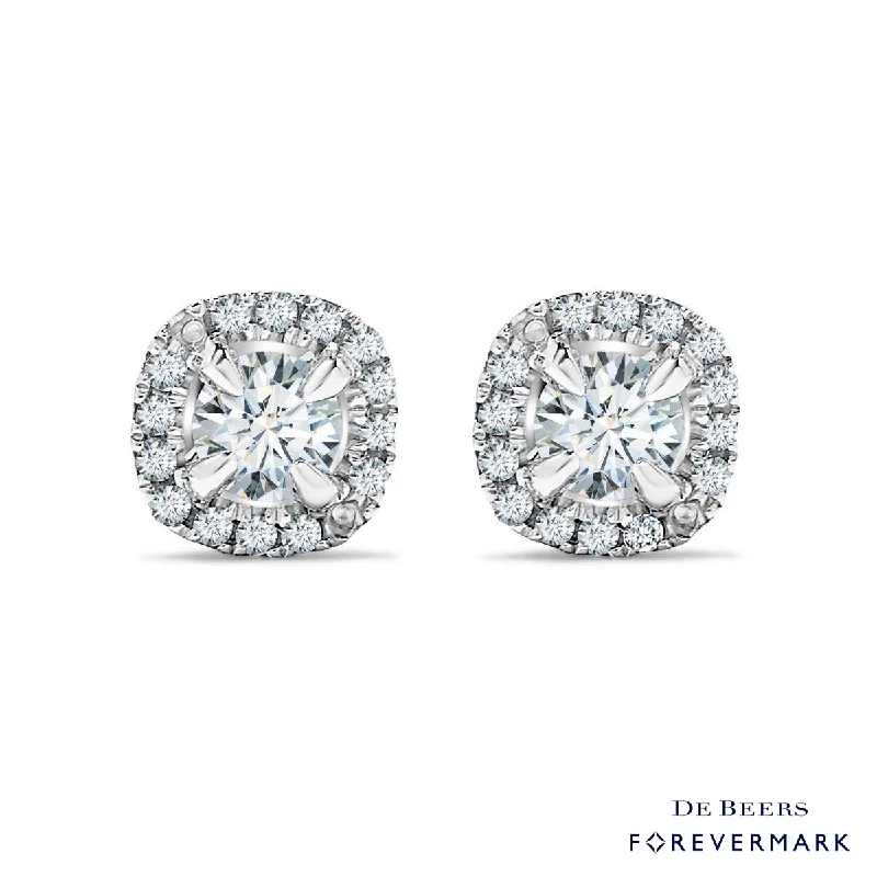 Diamond Drop Earrings for Luxury -Forevermark Center of my Universe Diamond Cushion Halo Earrings in 18kt White Gold (1/3ct tw)