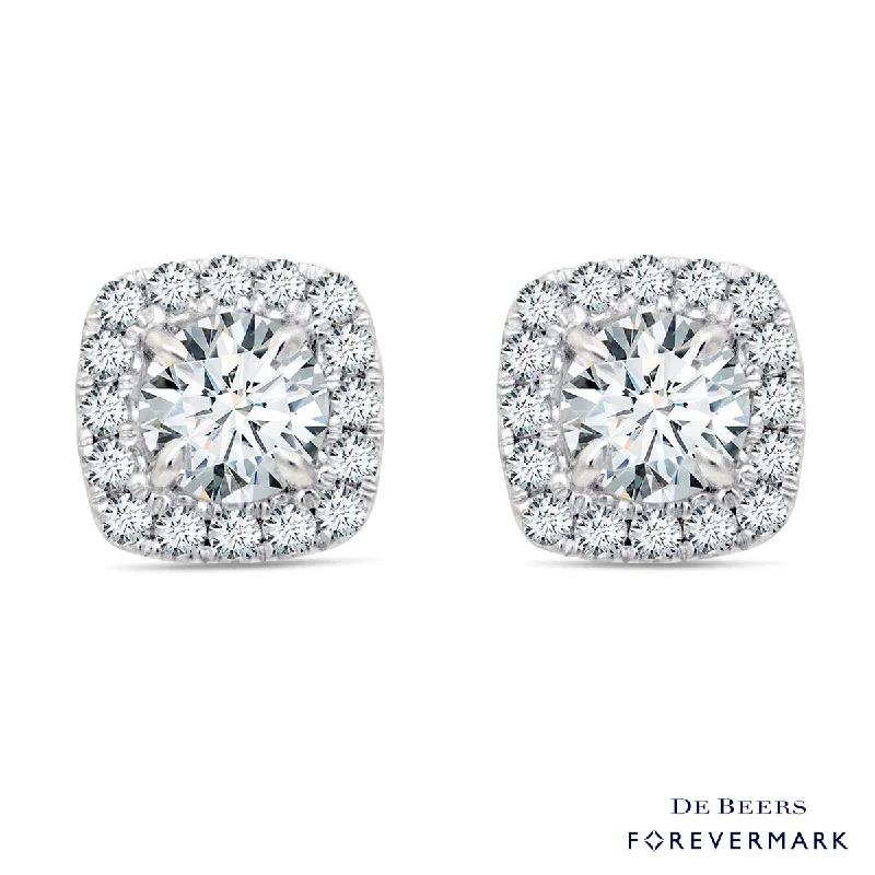 Drop Earrings for Party Look -Forevermark Diamond Cushion Halo Earrings in 18kt White Gold (1ct tw)