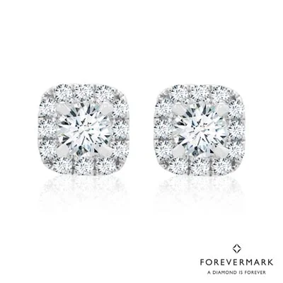 Crystal and Pearl Drop Earrings for Glamour -Forevermark Diamond Halo Earrings in 18kt White Gold (1/2ct tw)