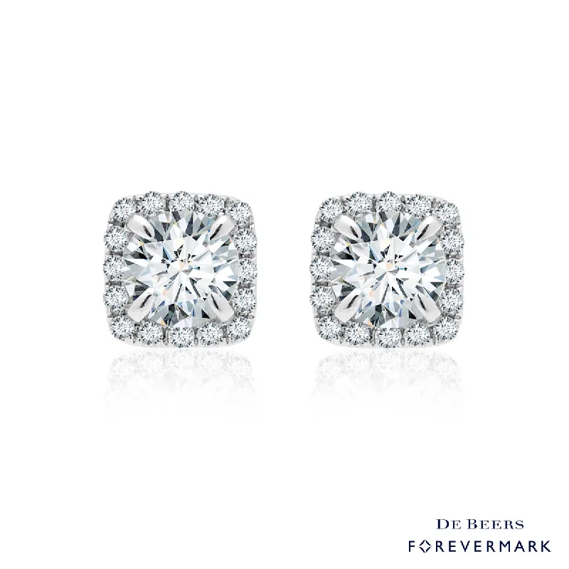 Drop Earrings with Filigree Work -Forevermark Diamond Halo Earrings in 18kt White Gold (3/4ct tw)