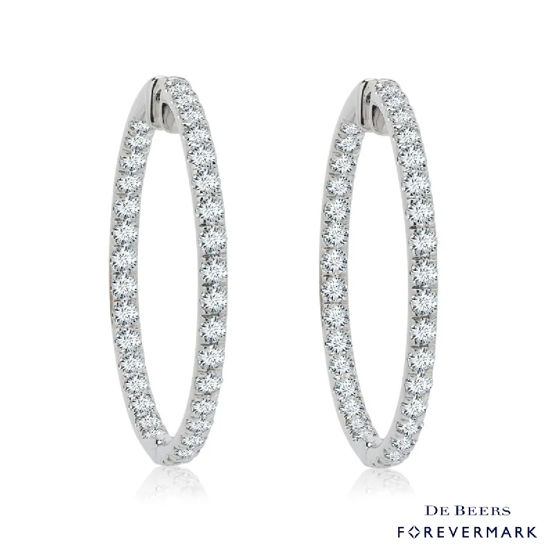 Adjustable Drop Earrings for Custom Fit -Diamond Hoop Earrings in 14kt White Gold (6ct tw)