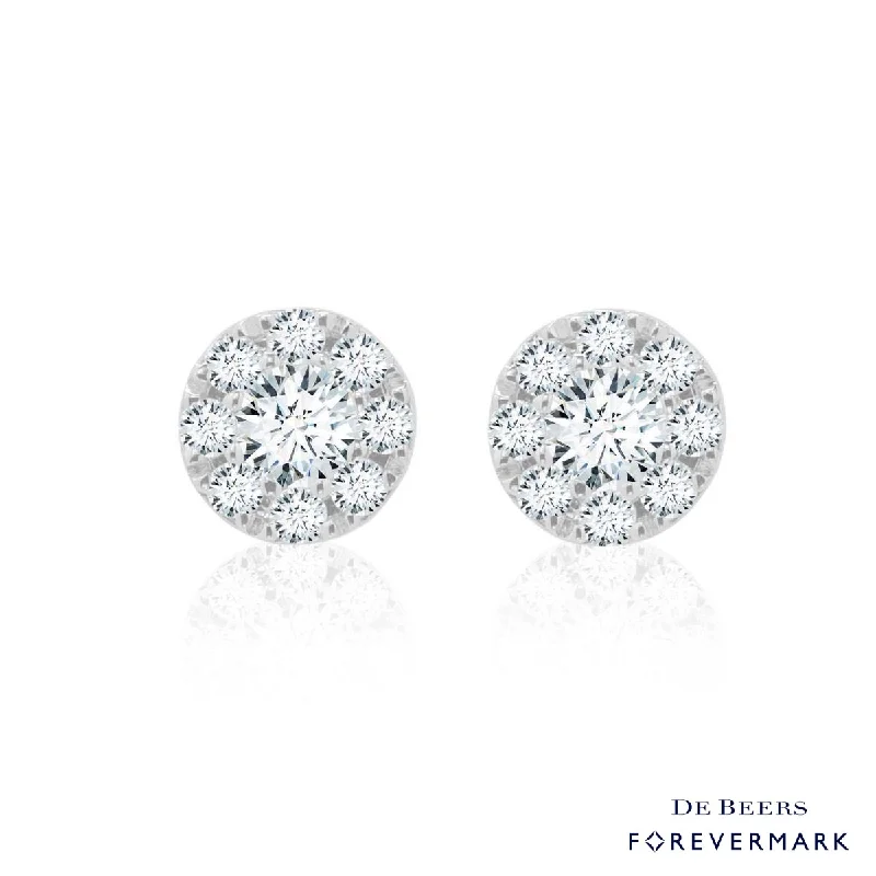 Drop Earrings for Prom Night -Forevermark Eternal Collection Diamond Halo Earrings in 18kt White Gold (5/8ct tw)