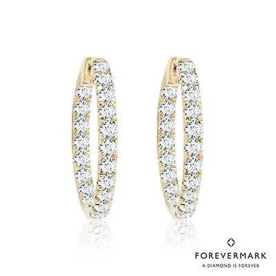 Lead Free Drop Earrings for Health -Forevermark Petite Diamond Oval Hoop Earrings in 14kt Yellow Gold (2ct tw)