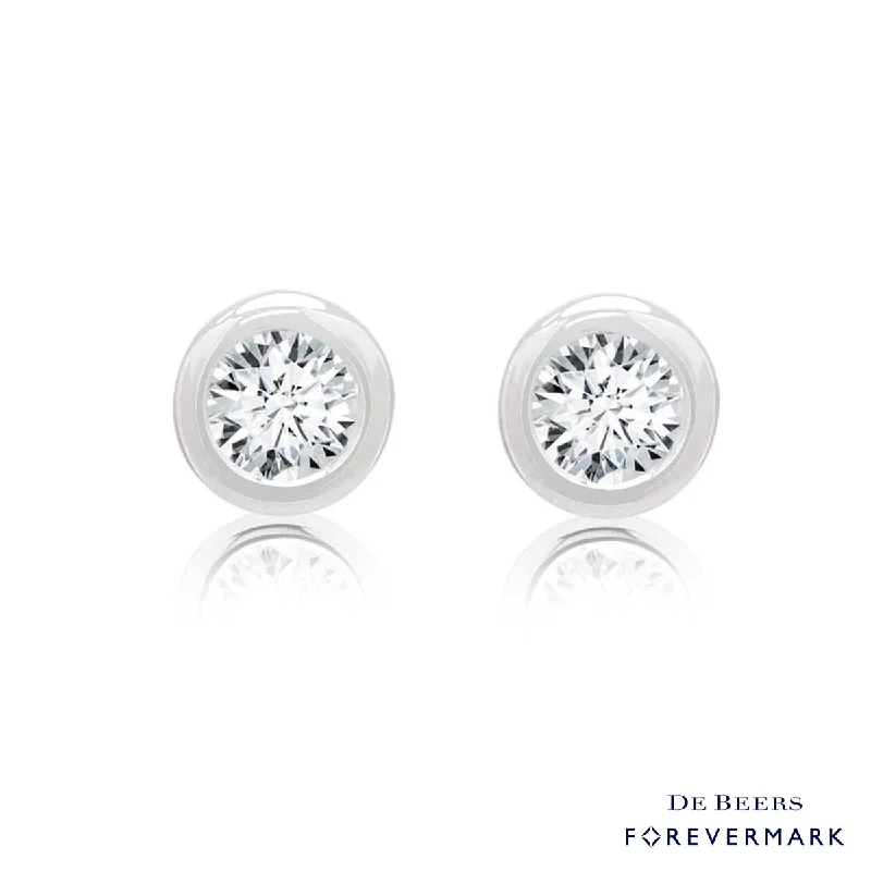 Gold Drop Earrings for Women -Forevermark Tribute Collection Bezel Diamond Earrings in 18kt White Gold (1/2ct tw)