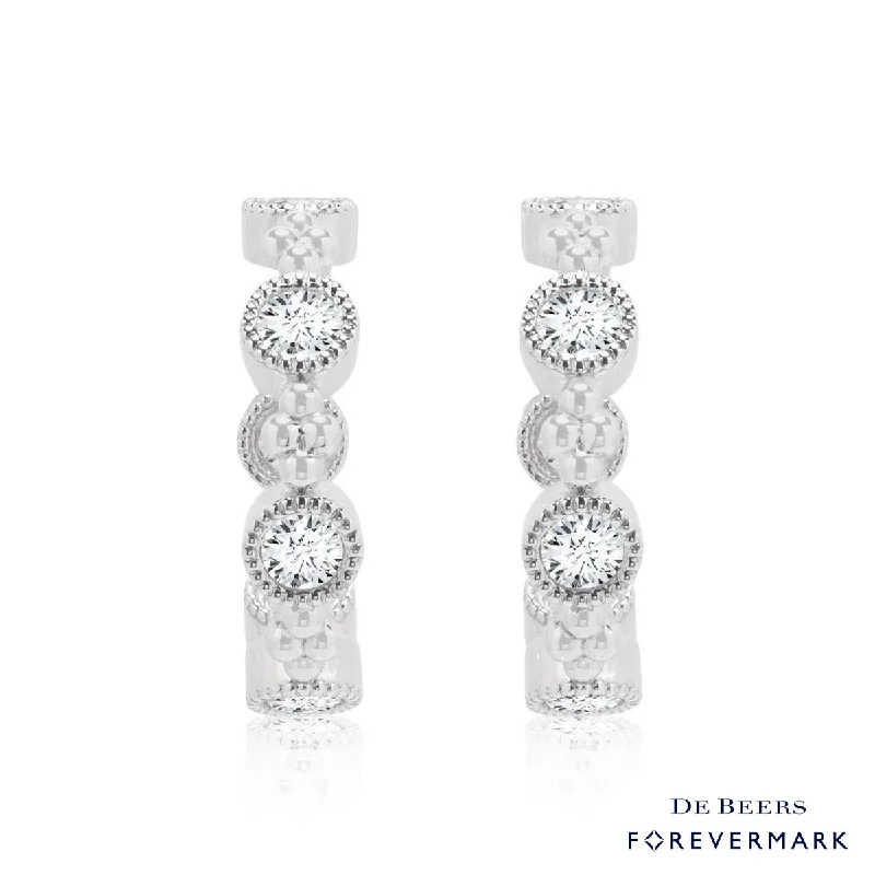 Celtic Drop Earrings with Knotwork -Forevermark Tribute Collection Diamond Bezel Hoop Earrings in 18kt White Gold (7/8ct tw)