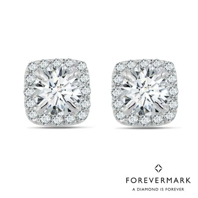 Drop Earrings for Christmas Party -Forevermark Center of My Universe Diamond Halo Earrings in 18kt White Gold (5/8ct tw)