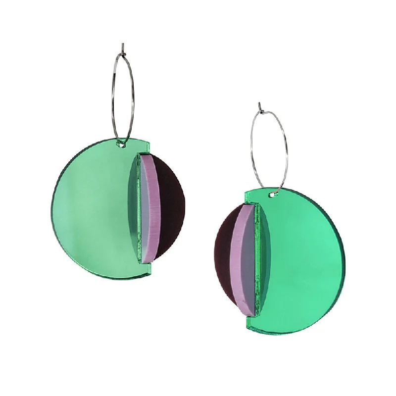 Crystal Drop Earrings for Sparkle -Dexel Earrings: Green + Magenta