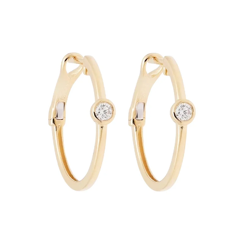 Drop Earrings for Wellness Routine -Diamond Bezel Hoop Earrings in 14kt Yellow Gold (1/7ct tw)