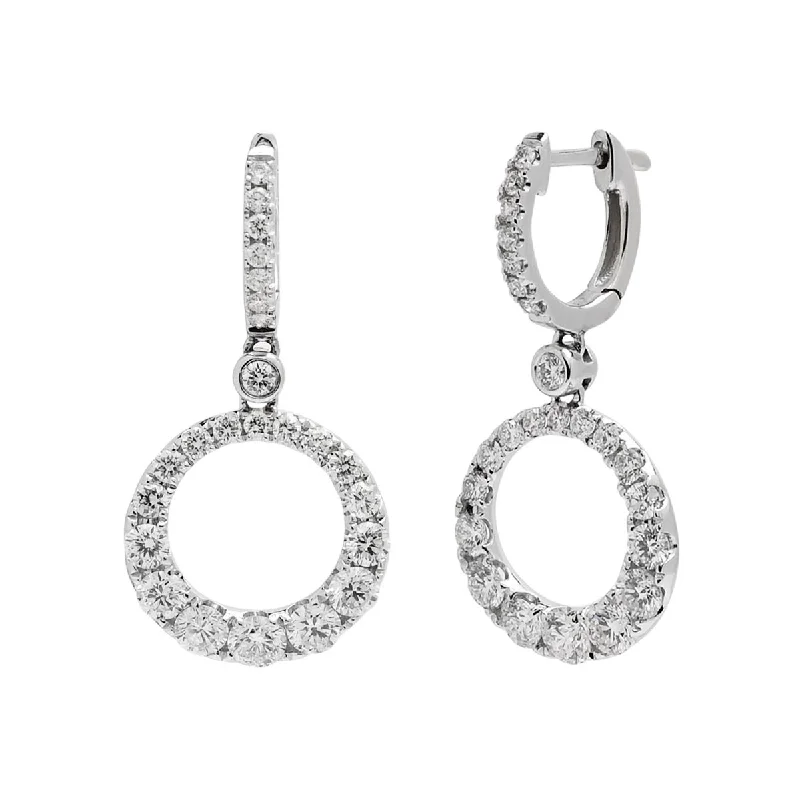 Lead Free Drop Earrings for Health -Diamond Circle Drop Earrings in 14kt White Gold (1 7/8ct tw)