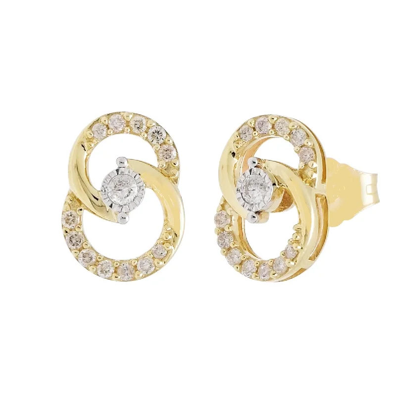 Drop Earrings for Birthday Celebration -Diamond Circle Earrings in 10kt Yellow Gold (1/4ct tw)