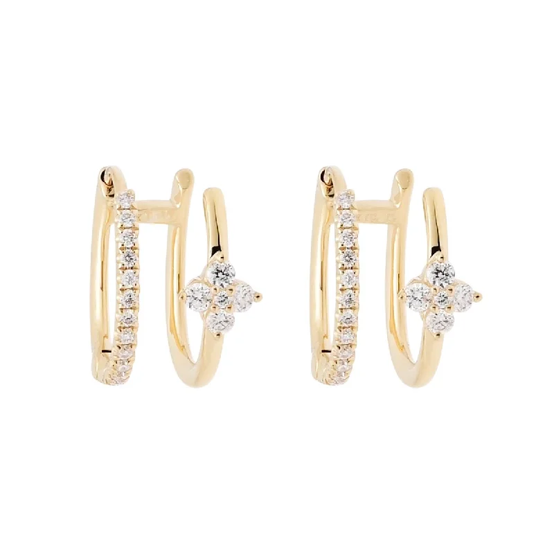 Drop Earrings with Symbolic Elements -Diamond Double Hoop Earrings in 14kt Yellow Gold (1/3ct tw)