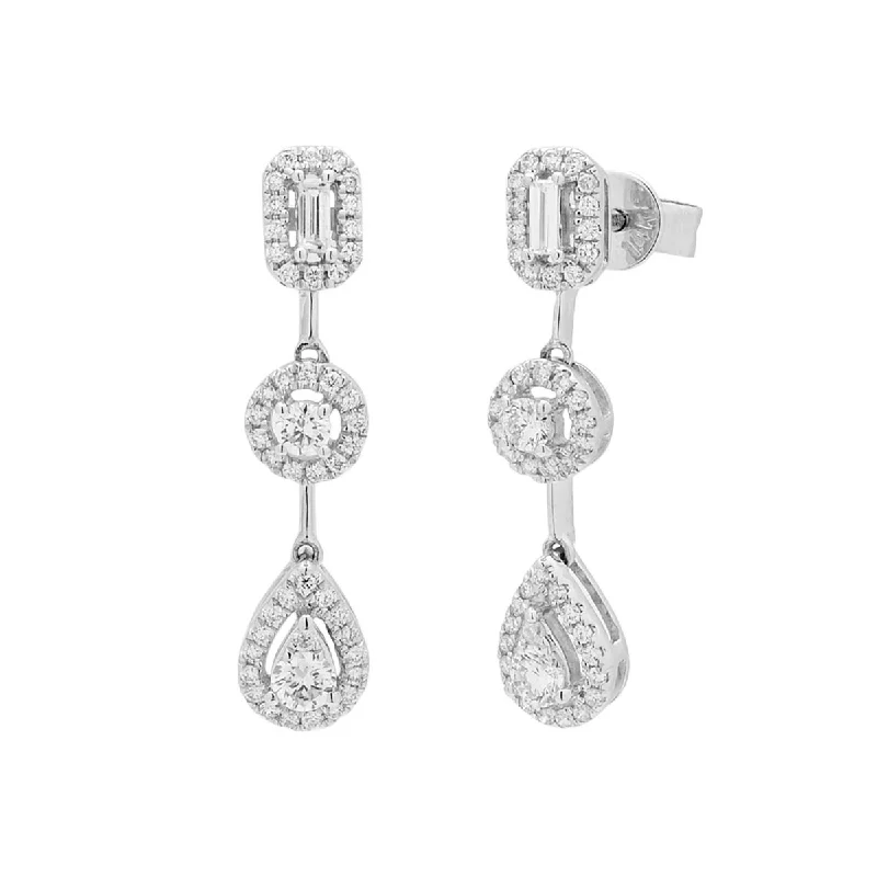 Leverback Drop Earrings for Comfort -Diamond Drop Earrings in 14kt White Gold (3/8ct tw)