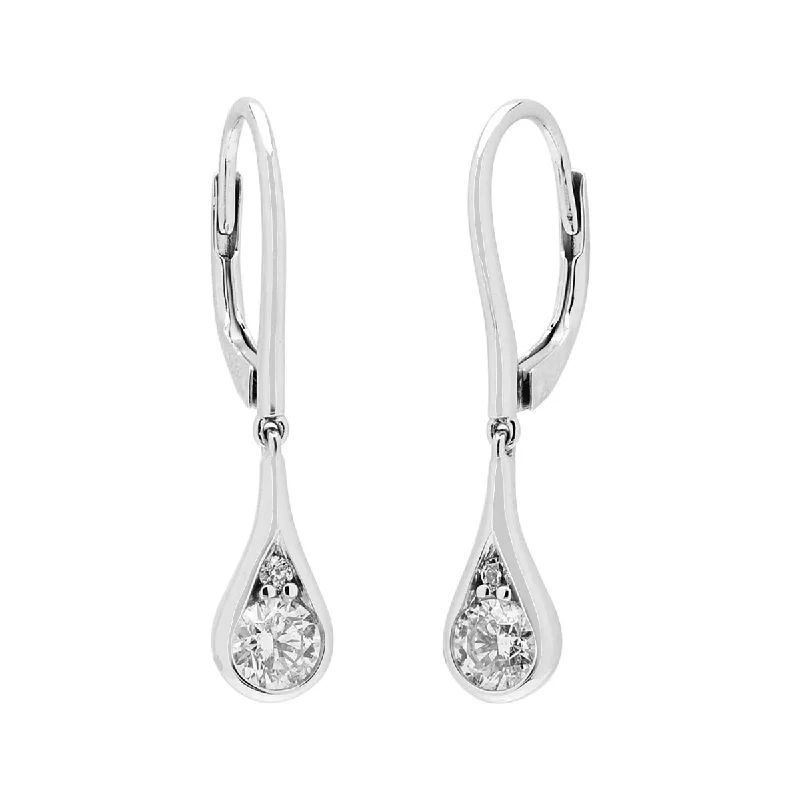 Drop Earrings with Debossed Designs -Diamond Drop Earrings in 14kt White Gold (5/8ct tw)