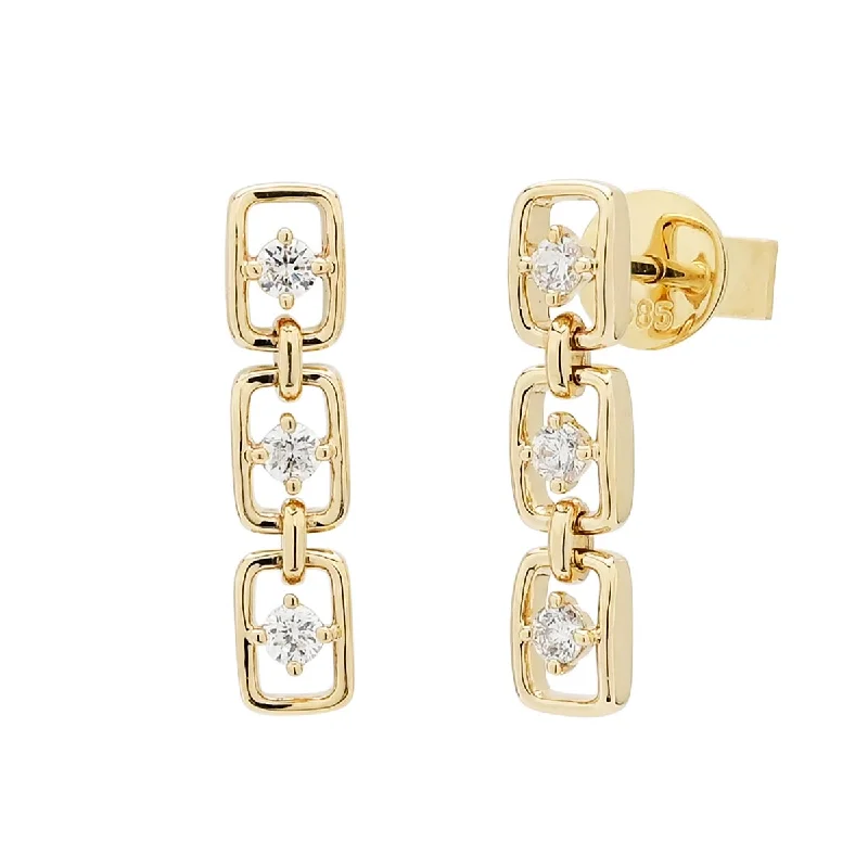 Silver Drop Earrings for Men -Diamond Drop Earrings in 14kt Yellow Gold (1/5ct tw)