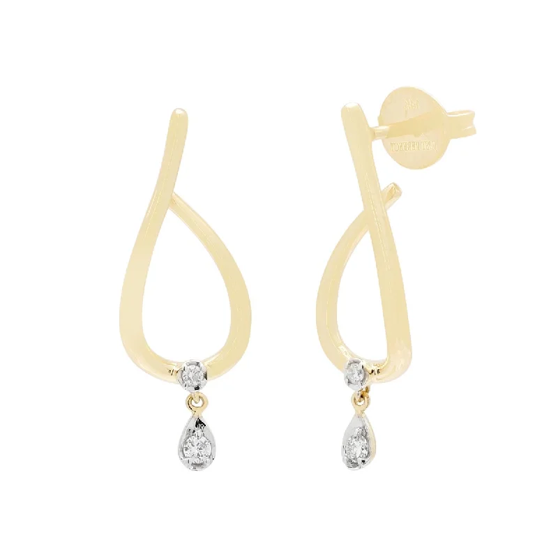 Beaded Drop Earrings for Party -Diamond Drop Fashion Earrings in 14kt Yellow Gold (1/20ct tw)