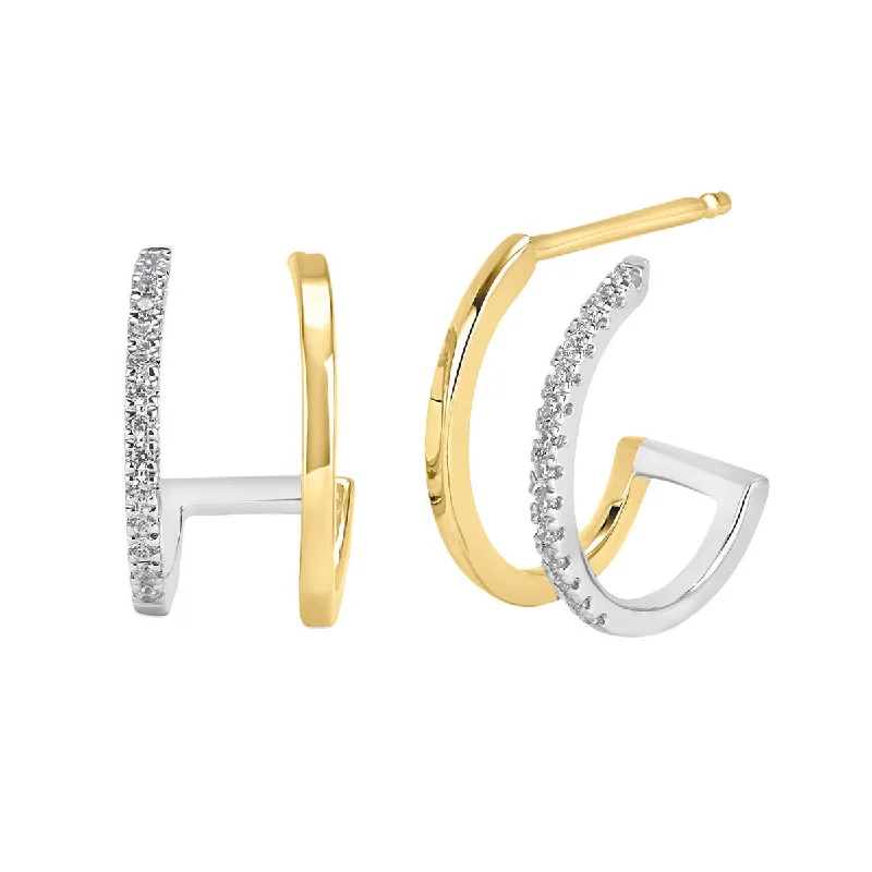 Contemporary Drop Earrings for Fashion -Diamond Earrings in 10kt Yellow and White Gold (1/10ct tw)