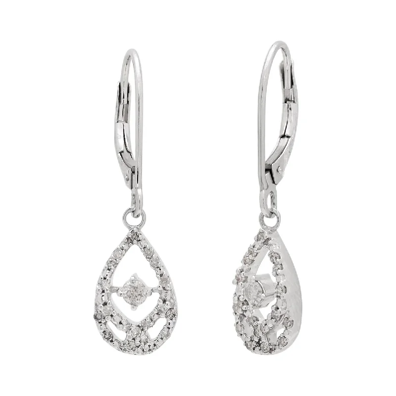 Celtic Drop Earrings with Knotwork -Diamond Earrings in Sterling Silver (1/4ct tw)