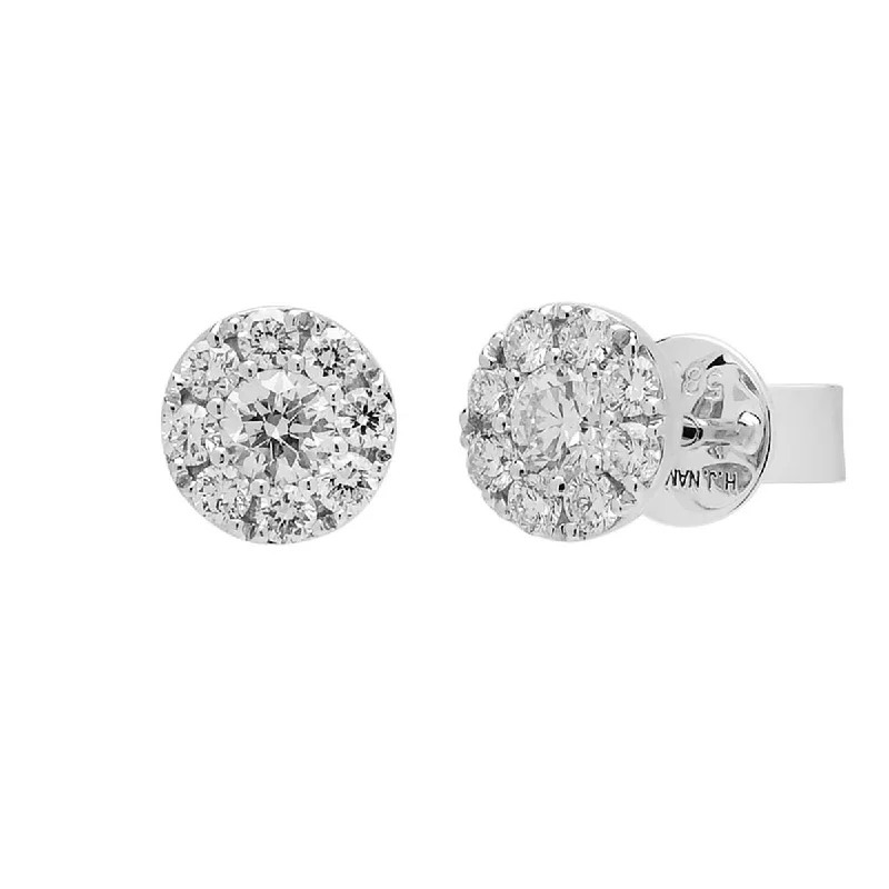 Drop Earrings with Keyhole Designs -Diamond Halo Earrings in 14kt White Gold (1/2ct tw)