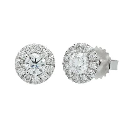 Drop Earrings for Valentine's Day -Diamond Halo Earrings in 14kt White Gold (1ct tw)