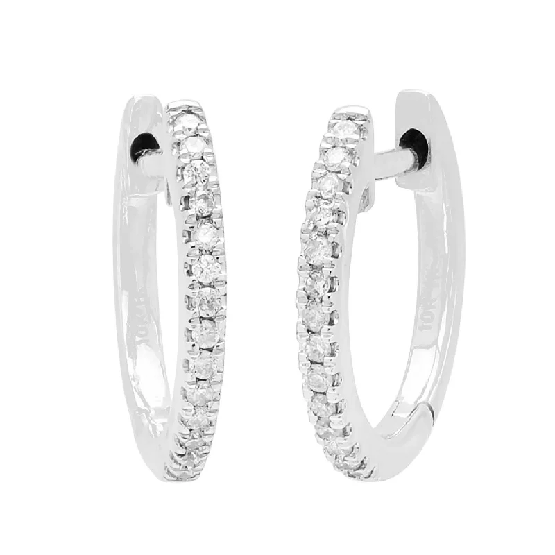 Gothic Drop Earrings with Dark Tone -Diamond Hoop Earrings in 10kt White Gold (1/10ct tw)