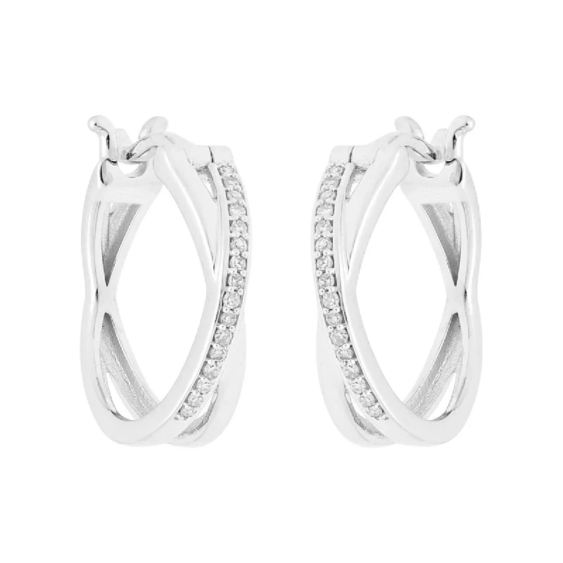 Retro Drop Earrings for Nostalgia -Diamond Hoop Earrings in 10kt White Gold (1/10ct tw)