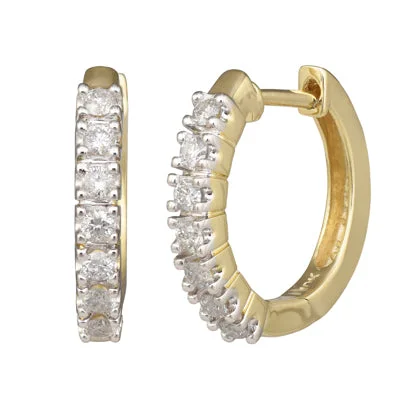 Beaded Drop Earrings for Party -Diamond Hoop Earrings in 10kt Yellow Gold (1/4ct tw)