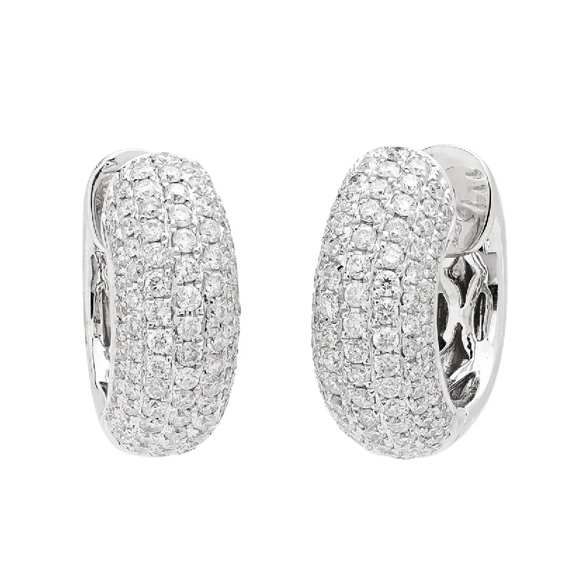 Drop Earrings for School Uniform -Diamond Hoop Earrings in 14kt White Gold (1 1/2ct tw)