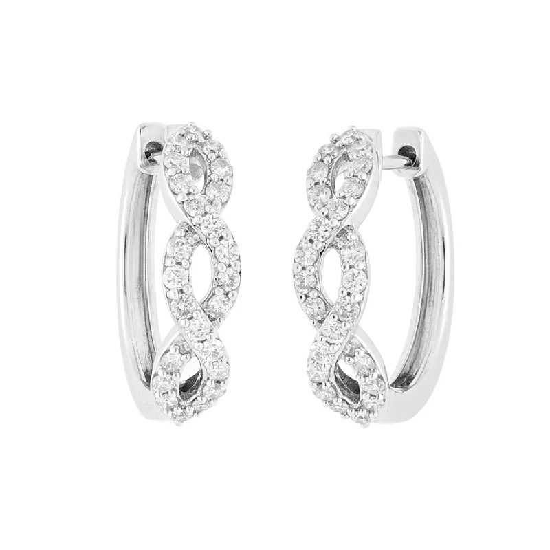 Punk Drop Earrings with Spikes -Diamond Hoop Earrings in 14kt White Gold (1/2ct tw)