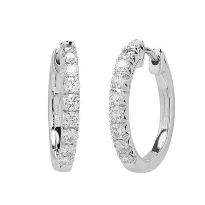 Waterproof Drop Earrings for Outdoor -Diamond Hoop Earrings in 14kt White Gold (1/2ct tw)