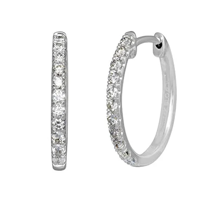 Leverback Drop Earrings for Comfort -Diamond Hoop Earrings in 14kt White Gold (1/3ct tw)