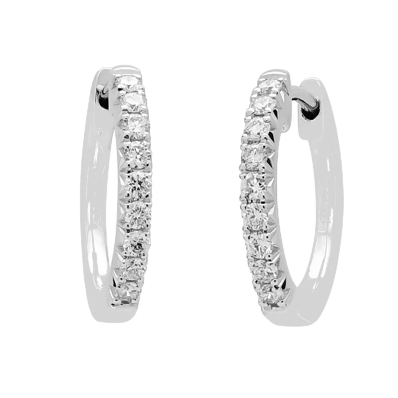 Drop Earrings for Fitness Activities -Diamond Hoop Earrings in 14kt White Gold (1/4ct tw)