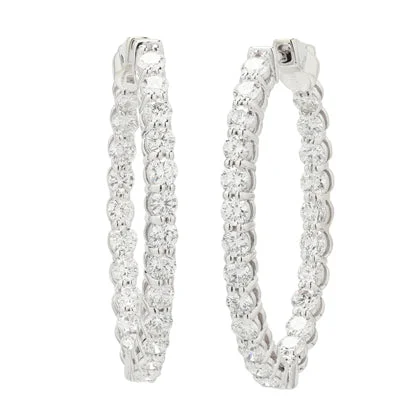 Lightweight Drop Earrings for All Day -Diamond Hoop Earrings in 14kt White Gold (2 3/8ct tw)